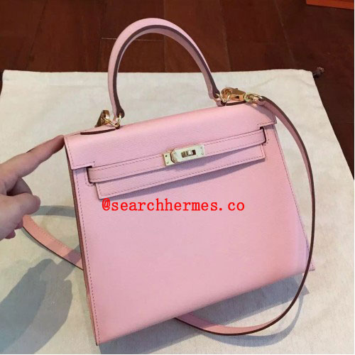 Replica Hermes Kelly 25cm Retourne Bag In Pink Clemence Leather
